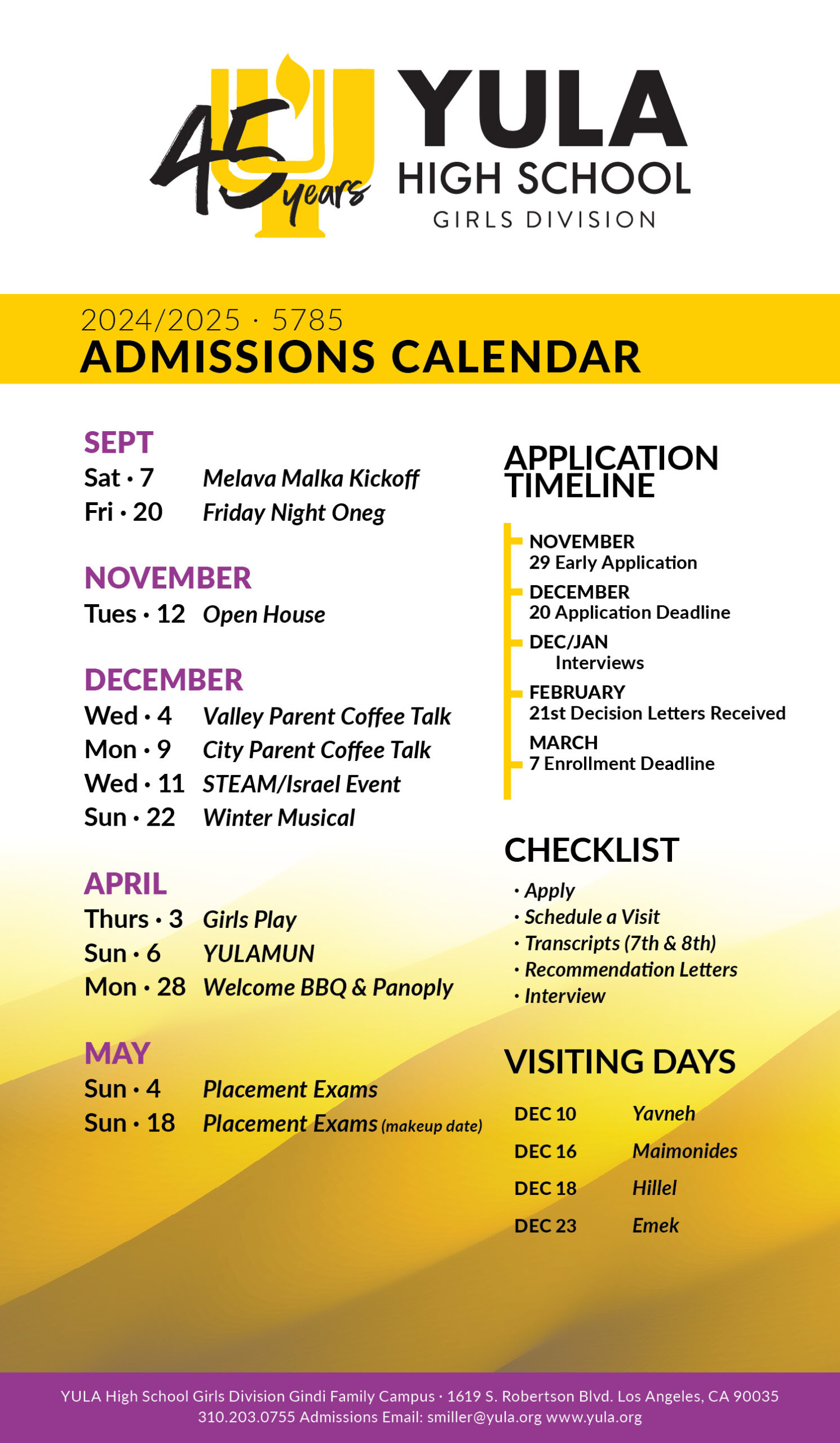 Welcome & Timeline – YULA High School