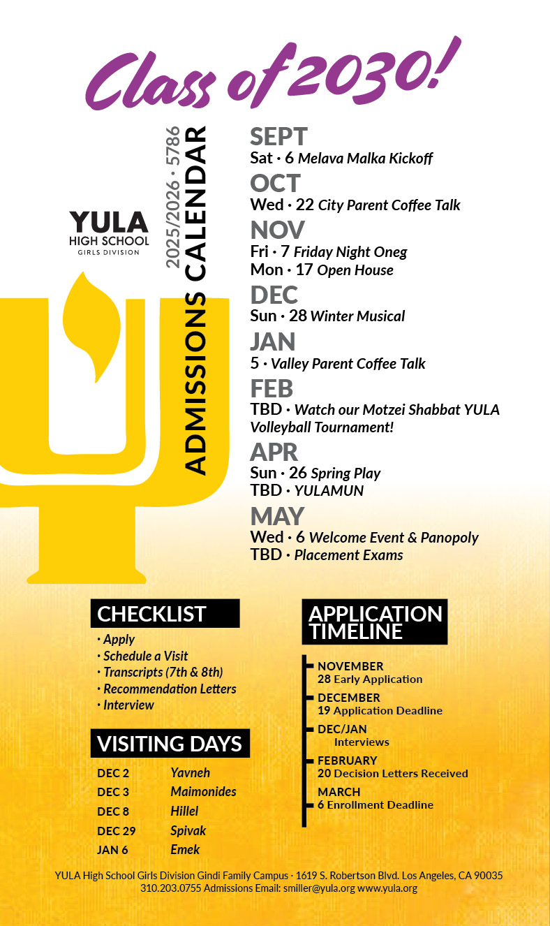 Welcome & Timeline – YULA High School